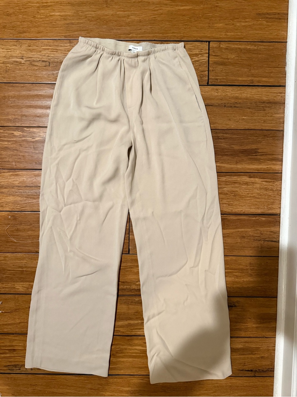 Vince Light Beige Wide Leg Trousers